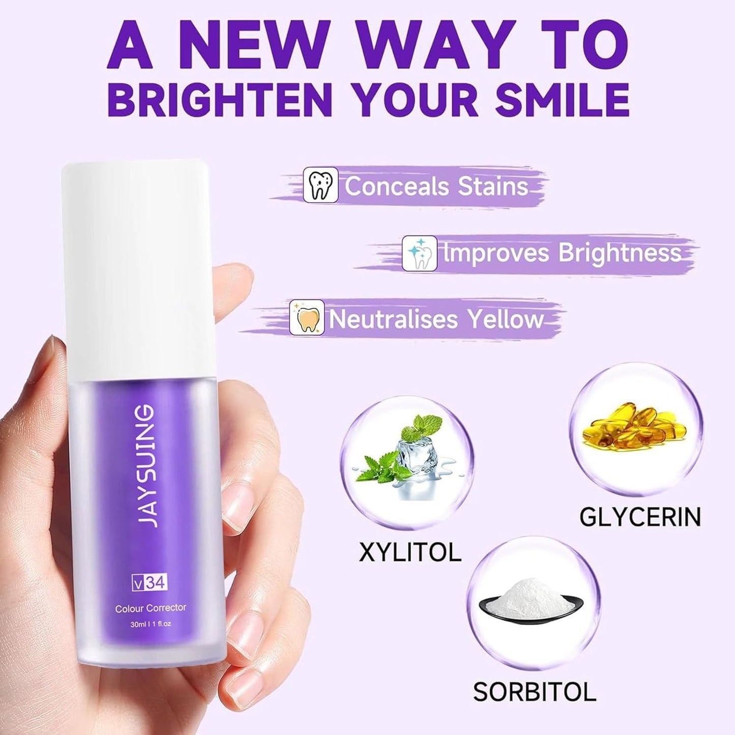 Jaysuing Purple Teeth Whitening Toothpaste ORIGINAL FREE HOME DELIEVERY ALL OVER UAE