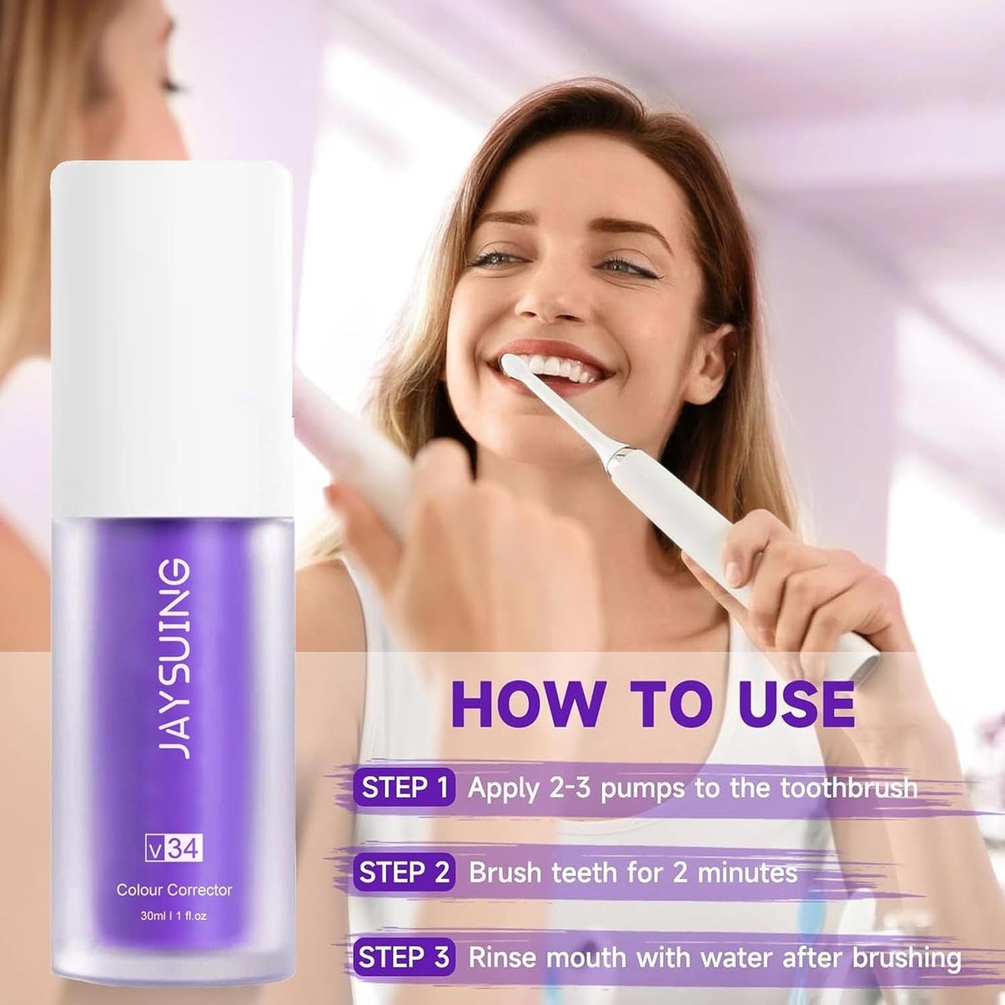 Jaysuing Purple Teeth Whitening Toothpaste ORIGINAL FREE HOME DELIEVERY ALL OVER UAE