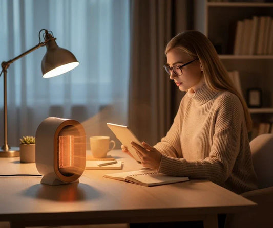 Portable Electric Desktop Air Heater – Fast Heating Silent Ceramic Fan for Home &amp; Office | سخان الهواء الكهربائي المكتبي المحمول – مروحة سيراميك سريعة التسخين وهادئة للمنزل والمكتب